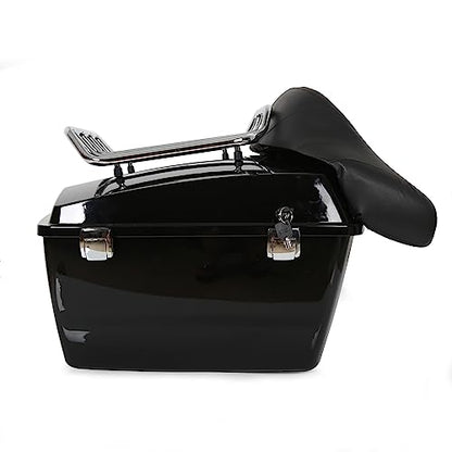 ECOTRIC Luggage Trunk Compatible with 1997-2013 Harley Road King Electra Glide Road Glide Street Glide King Motorcycle Trunk W/Top Rack - color: Black, size: King Tour Pack W/ Backrest Pad & Top Rack