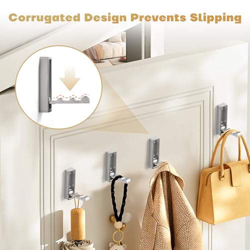 Folding Wall Hook, 4Pcs Foldable Coat Hooks Mounted, Heavy Duty Zinc Alloy No Rust Fold Up Hooks for Hanging Coat, Towel, Key, Hat, Bag, Jacket, Backpack (Brushed Nickel) - color: Brushed Nickel, size: 4