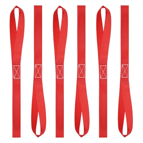 PATIKIL 1" x 15.7" Soft Loop Tie Down Straps, 6Pcs Heavy Duty Motorcycle Handlebar Strap Fastening Tie Down Loops for Securing ATV UTV Truck Scooters Lawn Garden Equipment, Red - color: Red, size: 1" x 15.7"