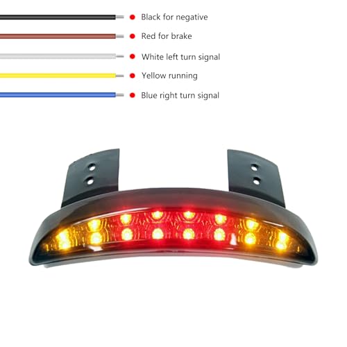 Motorcycle Chopped Rear Fender Edge LED Brake License Plate Tail Light Stop Running Light Turn Signal Lamp for Harley Sportster XL883N 1200N XL1200V XL1200X (Smoke) - color: Smoke