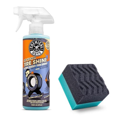 Chemical Guys Tire Kicker Extra Glossy Tire Shine Spray, 16 fl oz | Includes foam applicator; works on rubber, vinyl and plastic; for cars, trucks, motorcycles, RVs and more - size: 16 Fl Oz (Pack of 1), style: With Applicator