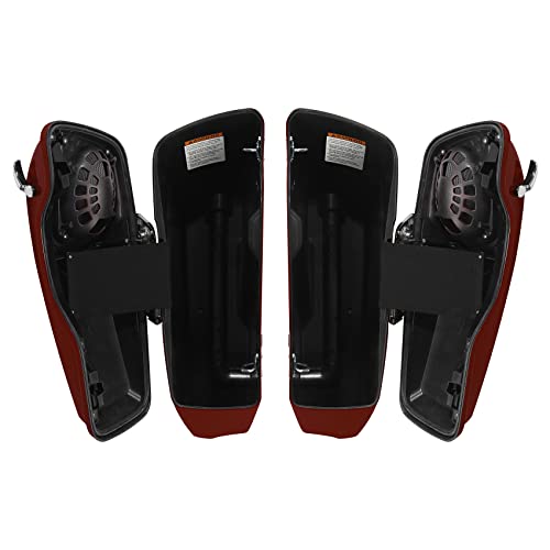 HR3 Velocity Red Sunglo (Pinstripe) 4" Stretched Hard Saddlebags w/Speaker Lids Compatible with 2017 Road Glide Special FLTRXS Street Glide Special FLHXS (Replace for OEM) - color: Velocity Red Sunglo (Pinstripe)