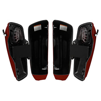 HR3 Velocity Red Sunglo (Pinstripe) 4" Stretched Hard Saddlebags w/Speaker Lids Compatible with 2017 Road Glide Special FLTRXS Street Glide Special FLHXS (Replace for OEM) - color: Velocity Red Sunglo (Pinstripe)
