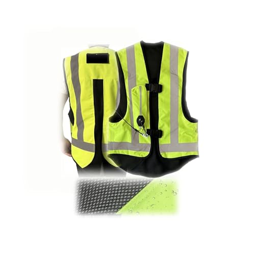 Motorcycle Airbag Vest For Unisex Riders In Equestrian And Sports Adjustable, Breathable, Reflective Jacket(Green,3X-Large) - color: Green, size: 3X-Large