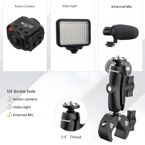 Universal Action Camera Mount Bundle for Motorcycles & Bikes,1/4" Thread Handlebar Clamp & Adhesive Helmet Kit,Compatible with Insta360 X5/X4/X3/X2,GoPro Hero 13/12/11/10/9,DJI Osmo Action etc - style: Basic