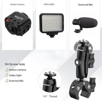 Universal Action Camera Mount Bundle for Motorcycles & Bikes,1/4" Thread Handlebar Clamp & Adhesive Helmet Kit,Compatible with Insta360 X5/X4/X3/X2,GoPro Hero 13/12/11/10/9,DJI Osmo Action etc - style: Basic