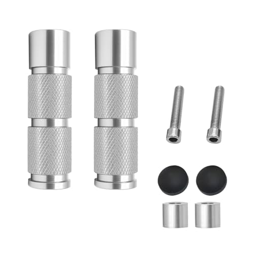 2PCS Motorcycle Foot Pegs, Aluminum M8 CNC Motorbikes Passenger Pedals Footrests, Motorbicycle Rearsets Footpeg Accessories, Universal for 8mm Install Hole Bicycle Dirt Bike (Silver) - color: Silver
