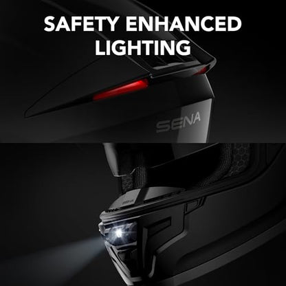 Sena Phantom and ANC Full Face Smart Motorcycle Helmet with Integrated Communications, LED Lighting, and 2nd Generation Sound by Harman Kardon - color: Gloss White, style: Phantom