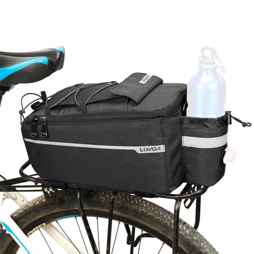 Lixada Bike Panniers Bike Trunk Bag Insulated Bag for Warm/Cool Items, Bicycle Rear Rack Storage Luggage Bicycle Seat Multifunctional Insulated Trunk Cooler Bag Shoulder Bag 11.4 6.3 6.7in - color: Black
