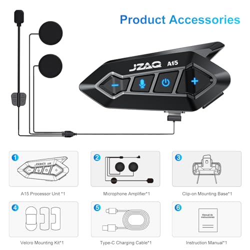 Motorcycle Helmet Bluetooth Headset Speaker,Outdoor Motorcycle Helmets with Noise Cancellation Ultra-Thin Wireless Bluetooth Headphones Riding/Skiing/Sport 1000mAh IP67 Waterproof