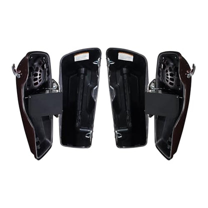 HR3 Midnight Crimson/Vivid Black 4" Stretched Hard Saddlebags w/Speaker Lids Compatible with 2022 Street Glide Special FLHXS (Replace for OEM) - color: Midnight Crimson / Vivid Black