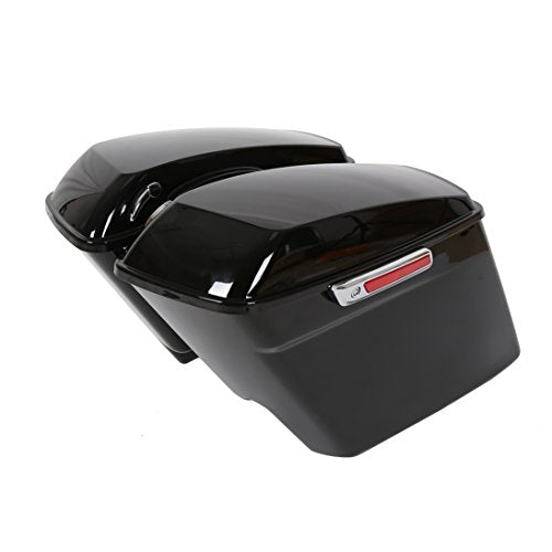 ECOTRIC 5'' Extended Stretched Saddle bag W/Latch Compatible with 2014-2024 Harley Touring FLT FLHT FLHTCU FLHRC Road King Road Glide Street Glide Electra Glide Ultra-Classic