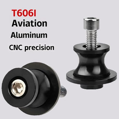 FREAXLL 10MM M10x1.25 Swingarm Spools Sliders Stand Universal Black for Ninja 250 400 650R Z750 Z1000SX CFMOTO 450NK 450SS 450SR 450MT 800MT DUKE 125 390 RC125 RC390 - color: Aluminum black