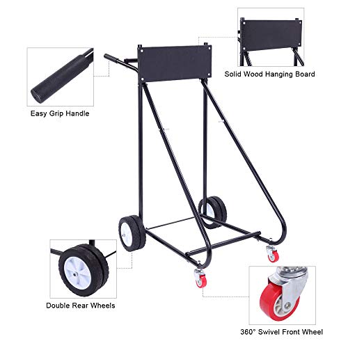 TUFFIOM Outboard Boat Motor Stand, Engine Carrier Cart Dolly for Storage, 315lbs Weight Capacity, w/Wheels (Black) - color: Black