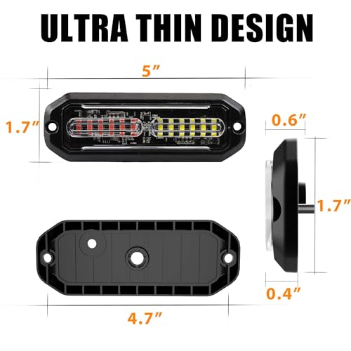 WINECO 8PCS LED Strobe Lights 12V Sync Feature Red White 12LED Emergency Hazard Warning Lights with Strobe Controller for Trucks Vehicles ATV RV Cars Van - color: RED WHITE