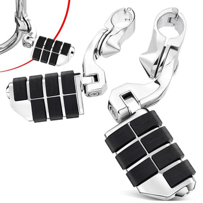 Benlari Motorcycle Adjustable Highway Footpegs Style 3 Chrome Short Angled Fit for Harley Touring Street Glide Softail Dyna Sportster fits 1"(25mm) 1-1/4"(32mm) Engine Guard - size: SHORT