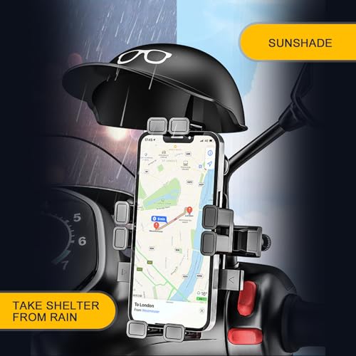 1 PC Mobile Phone Holder with Helmet, Waterproof Sun Visor Holder, Cycling Octopus Phone Cradle, Universal for Most Motorcycles, Bicycles, Electric Vehicles (Black #Handlebar)