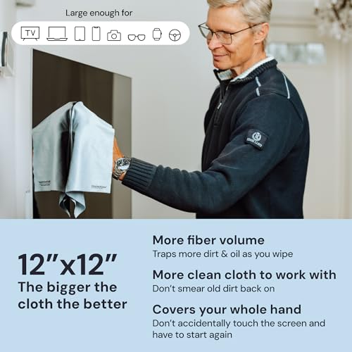 Elite Tech Gear Large Microfiber Cleaning Cloth (4-Pack) 12" x 12" - Glasses Cleaning Cloth for TV Screens, Camera Lenses and Tablets (Black) - color: Black, size: 12'' x 12'' (Pack of 4)