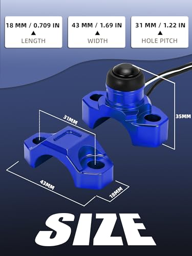 JFG RACING CNC Dirt Bike Engine Stop Start Kill Switch Button CNC with Mounting Backplate Universal for YZ YZF WR TW TTR 125 150 200 250 350 450 660 - Blue - color: Blue, size: Medium