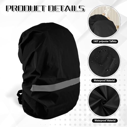 Jeffdad Waterproof Backpack Rain Cover, Foldable Hi-Visibility Reflective Strips Anti-dust Ultralight Rain Cover for Hiking Camping Cycling Traveling (26-40L)(Black)
