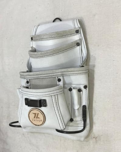 Zeluga 20-527 10 Pocket Rigger Heavy Duty Leather Tool Bag, Off White - color: Off White