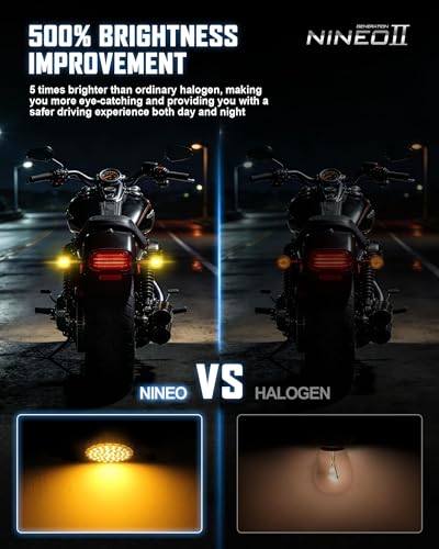 NINEO Motorcycle 1156 LED Turn Signals, Amber Bright Blinker, As Original 2" Bullet Style Models, Rear Led Lights, Compatible for Most Family Motorbcycle, Pack of 2 - size: 1156 amber