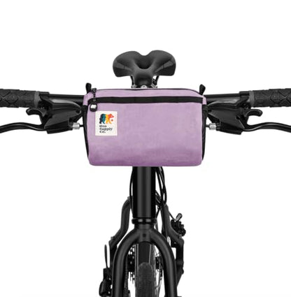 Oso Supply Co - Bike Handlebar Bag – Waxed Canvas Exterior with Quick-Access Waterproof Zipper, Side Mesh Pockets and Spacious Storage – Ideal for Cycling, Commuting and Adventure Rides (Purple) - color: Purple