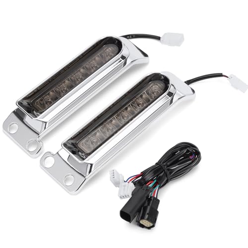 Rear Fender Filler Panel Lights Saddlebag LED Inserts Support Auxiliary Light Fit for Harley Touring Electra Glide Ultra Limited Road King Road Glide 2014-2024 (Chromed Housing Smoke Len) - color: Chromed Housing Smoke Len