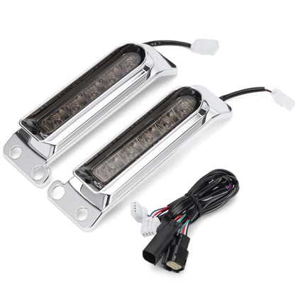 Rear Fender Filler Panel Lights Saddlebag LED Inserts Support Auxiliary Light Fit for Harley Touring Electra Glide Ultra Limited Road King Road Glide 2014-2024 (Chromed Housing Smoke Len) - color: Chromed Housing Smoke Len