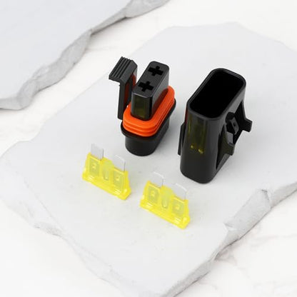 2 Sets 2 Pin 20A Fuse Connection Socket Kit Suitable for Passenger Cars Motorcycles Ships - size: 20A