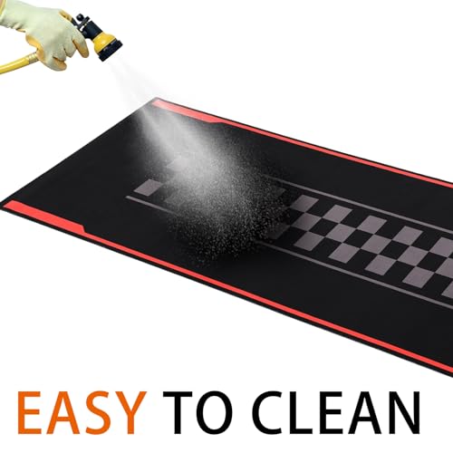 Drydiet Motorcycle Mat Garage Floor Rug Washable Parking Mats for Garage Floors Non Slip Oil Absorbent Pad Rubber Backing Layer Protects Floor(Track Style,98 x 40 Inch) - size: 98 x 40 Inch, style: Track Style