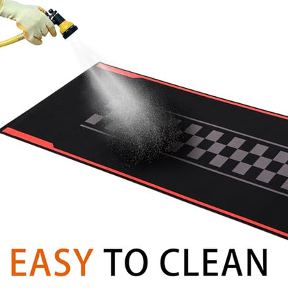 Drydiet Motorcycle Mat Garage Floor Rug Washable Parking Mats for Garage Floors Non Slip Oil Absorbent Pad Rubber Backing Layer Protects Floor(Track Style,98 x 40 Inch) - size: 98 x 40 Inch, style: Track Style