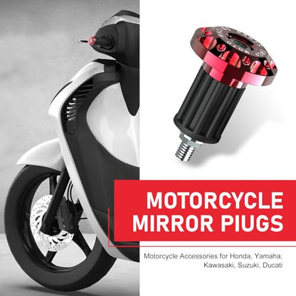 2 PCS Motorcycle Bar End Plug, Metal Rustproof Handlebar Grip End Caps, Personalized Moto Grips Ends Replacement, Universal for Most Dirt Bikes Motorcycle (Red) - color: Red