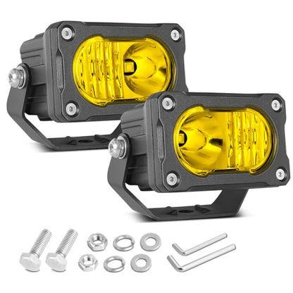 3 Inch LED Pod Lights Yellow 2PCS Off Road Driving Fog Light Pods Spot Flood Combo LED Cube Work Light Backup Bumper Light Bar for Truck Pickup UTV ATV SUV Boat 4x4 - color: Yellow Combo