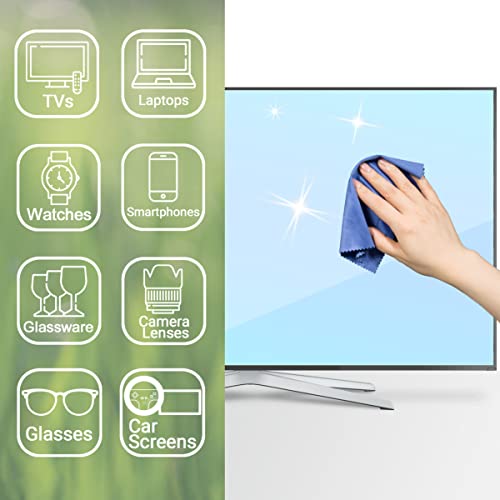 Eco-Fused Microfiber Cleaning Cloths - 10 Colorful Cloths and 2 White Cloths - Ideal for Cleaning Glasses, Spectacles, Camera Lenses, iPad, Tablets, Phones, LCD Screens (Blue/Grey) - color: Blue/Grey (12 Pack)