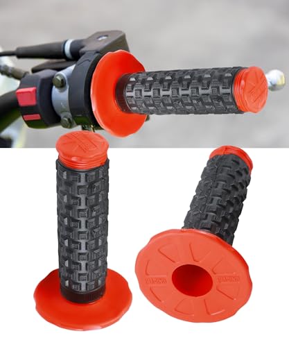 Dirt Bike Grips,Car Accessories Universal 7/8" Motorcycle Grips,Rubber Anti-Slip Throttle Bar Grip,Suitable for CRF50 CRF70 CRF80 XR50 XR100R CRF125 CRF100 CRF150F CRF230F (Red) - color: Red