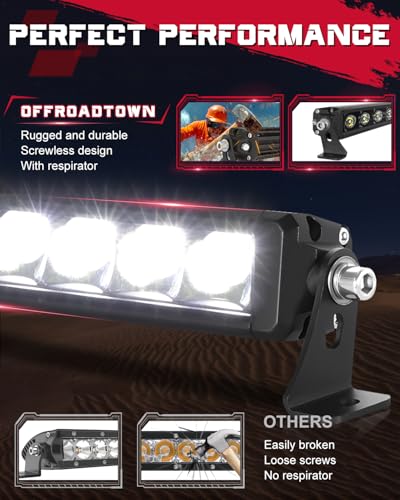 OFFROADTOWN 6 Inch Single Row LED Light Bar 40W 3D Spot Off Road Driving Light Ultra Slim Thin LED Bar Waterproof Work Fog Lights for Trucks UTV ATV Motorcycle Dirt Bike - color: White