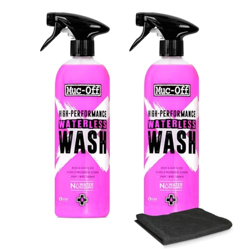 Muc-Off High Performance Waterless Bike Wash 750ml (Pack of 2) | Spray & Wipe Bike Cleaner | No Water Needed | Safe on Carbon Fibre | Cleans & Polishes with a Streak-Free Finish - size: 50.72 Fl Oz (Pack of 2)
