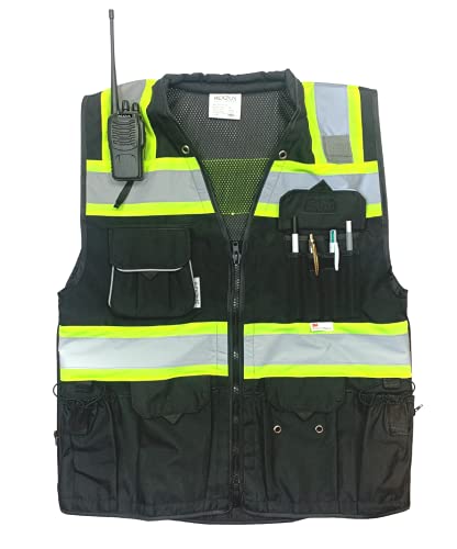 Men's Black Series Safety Vest with Zipper and Utility Pockets (Medium, Black) - color: Black, size: Medium