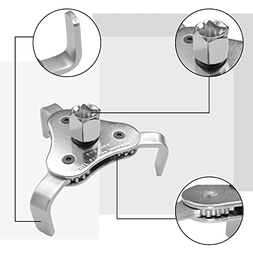 Universal Adjustable Oil Filter Wrench, Carbon Steel, 3-Jaw Design, 2.5-4.5 Inch Range, Suitable for Cars, Trucks, Motorcycles, Lawn Mowers - style: Silver 2 1/8-4 1/2 Inch