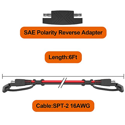 OYMSAE SAE Extension Cable, 6Feet 16AWG SAE to SAE Quick Disconnect Wire, Solar Panel SAE Extension Connector Cable for Trolling Motor Automotive RV Battery Motorcycle Cars Tractor 16 Gauge 6Ft - size: 6 ft