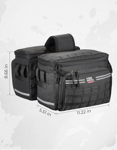 KEMIMOTO Motorcycle Saddlebags 15L(7.5Lx2) with Quick-Release Brackets, Universal Fit for Softail Dyna Sportster Cruiser with Waterproof Zipper & Rain Cover Side Panniers for Commuting Weekend Trips - size: 15L