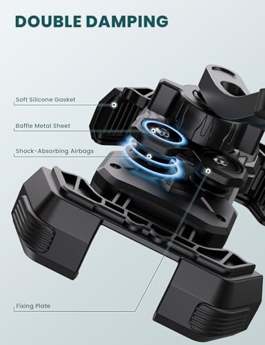 Grefay Motorcycle Phone Mount Holder 2025 [Dual Vibration Dampener] - Phone Holder for Motorcycle Rearview Mirror with 360° Rotation for iPhone 16/15/ 14/13 Pro Max, 4.5-7.2 Inch Smartphone