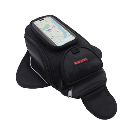 Dracarys Motorcycle Tank Bag - Oxford Saddle Black Motorbike Bag - Strong Magnetic Bag for Honda Yamaha Suzuki Kawasaki Harley - size: 4Liter