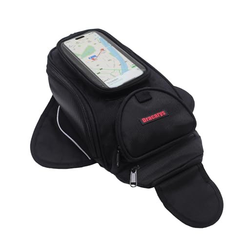 Dracarys Motorcycle Tank Bag - Oxford Saddle Black Motorbike Bag - Strong Magnetic Bag for Honda Yamaha Suzuki Kawasaki Harley - size: 4Liter