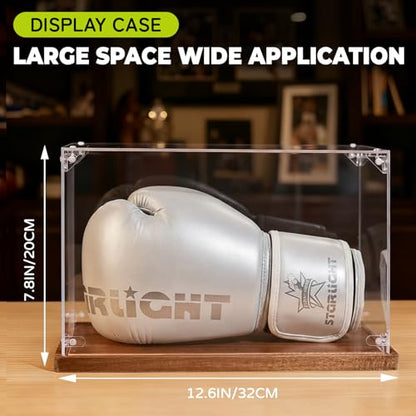 Boxing Glove Display Case, Clear Acrylic Showcase with Wood Base Plank for Single Glove, Full Size UV Protection Souvenirs and Collectibles Box,Ideal Gift for Boxing Fans, Athlete - size: 14ln×9ln×1.5ln