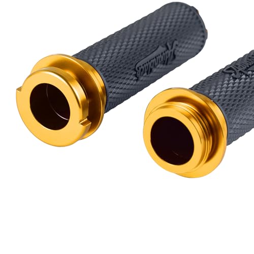 Advanblack AXION Performance Grips, Electronic Throttle Control Grips Compatible with Harley Touring Road Glide Street Glide, Softail - color: Gold