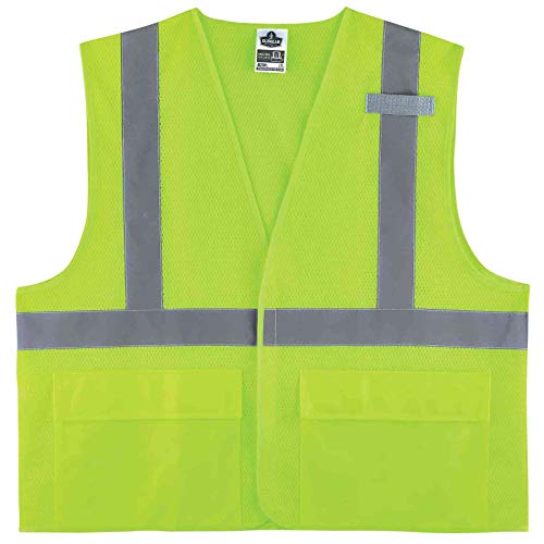 Ergodyne unisex-adult High Visibility Reflective Safety Vest, Type R, Class 2, Two Exterior Pockets, Hook & Loop Closure - color: Lime, size: Small-Medium