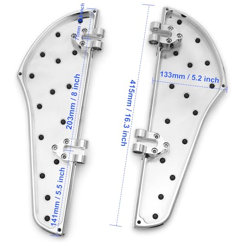 Defiance Chrome floorboards for Harley Davidson with heel-toe shifter Lever highway footrests for touring bagger street road glide road king softail Fatboy FLST models (CHROMED) - color: CHROMED