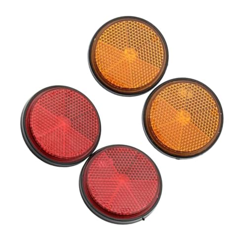 2 inch (55mm) Round Reflector Side Marker for Motorcycle ATV Scooter Dirt Bike - 2 Pair (Red & Yellow)